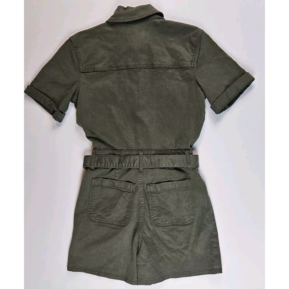 New Womens Universal Thread Button Up Dark Green Short Sleeve‎ Romper Utility - Picture 2 of 4